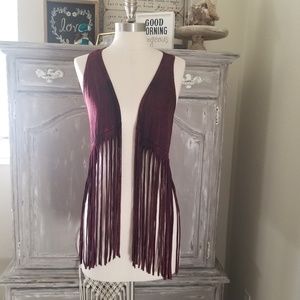 T Party red fringe festival vest